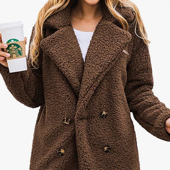 Lapel Zip Up Faux Shearling Shaggy Coat Jacket